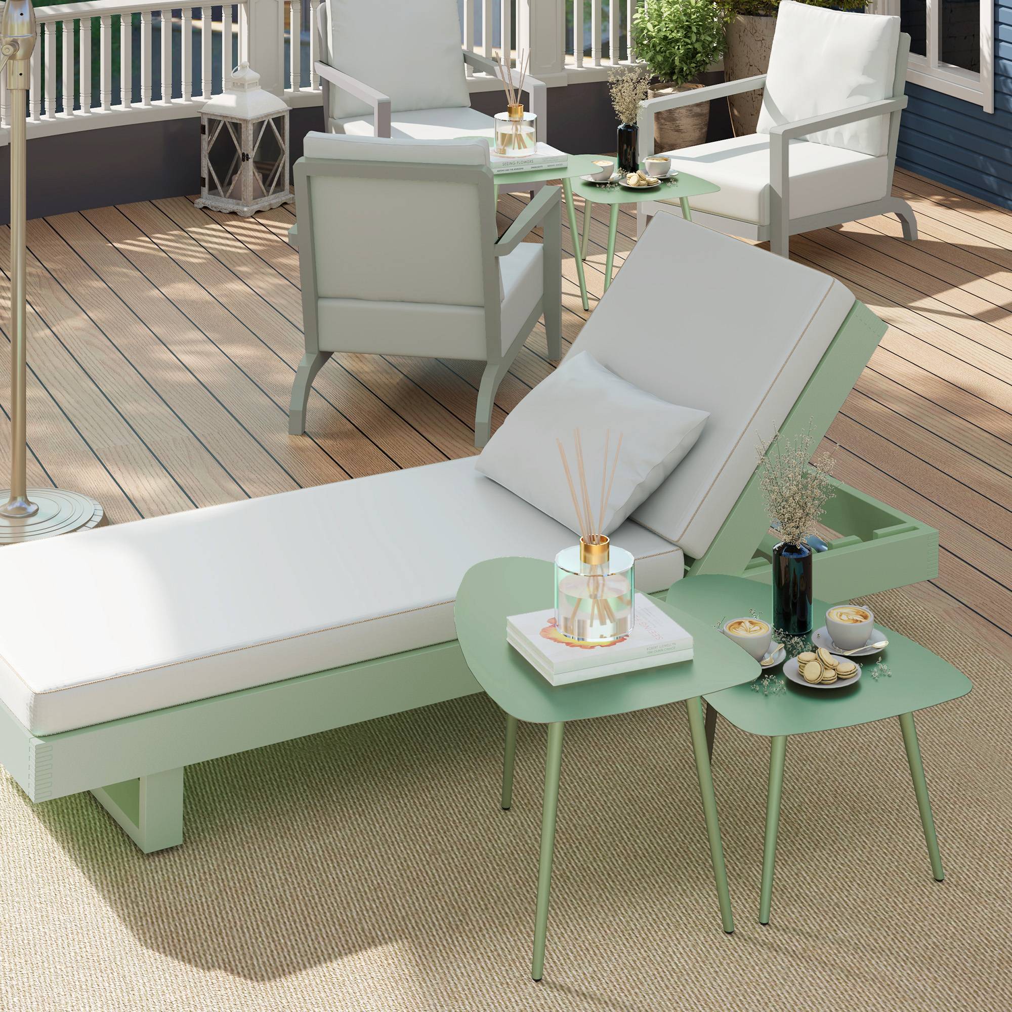 Lot 2 tables basses gigognes triangulaires patins ajustables balcon ...