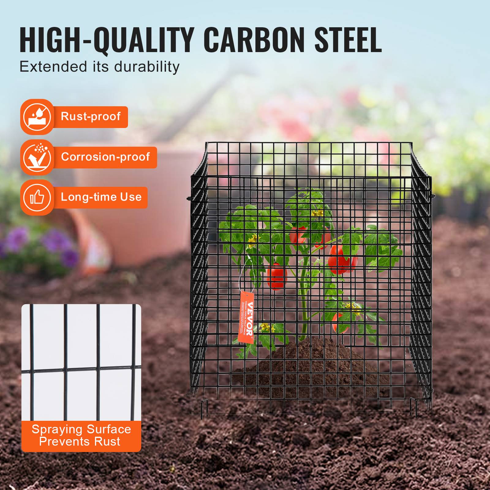 VEVOR Lot 10 protections plantes, grillage 30.5x30.5cm, maille métallique, animaux. - Image 3