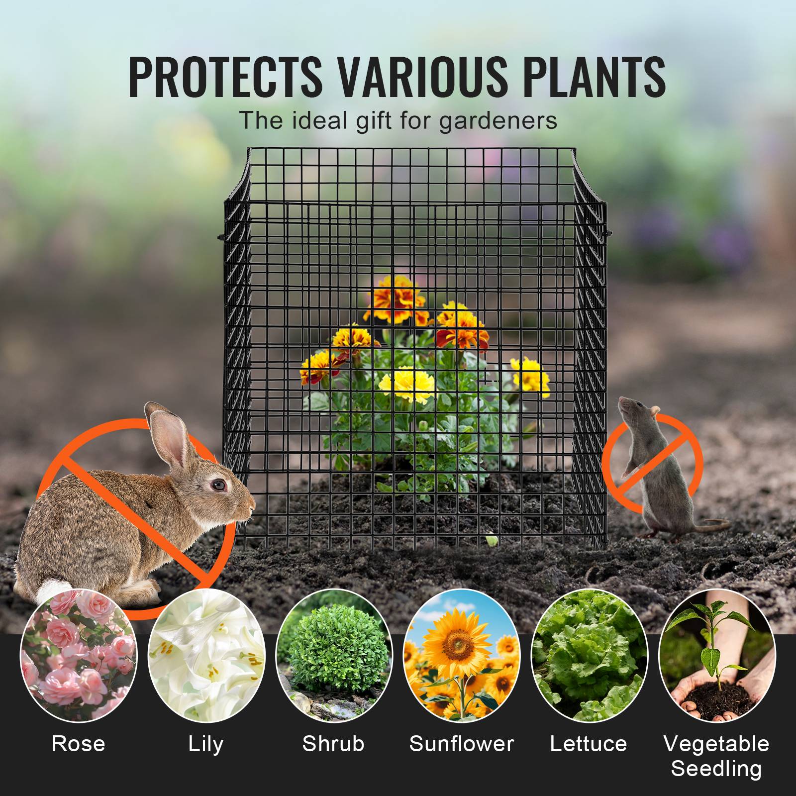 VEVOR Lot 10 protections plantes, grillage 30.5x30.5cm, maille métallique, animaux. - Image 6