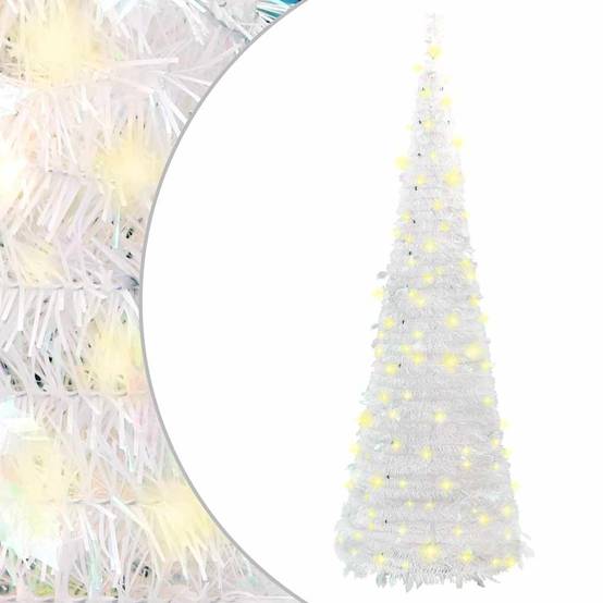 ComfortXL - Sapin de Noël Artificiel Escamotable Pré-éclairé 50 LED pour Fêtes Blanc 120 cm – ComfortXL Outdoor Living - Image 1