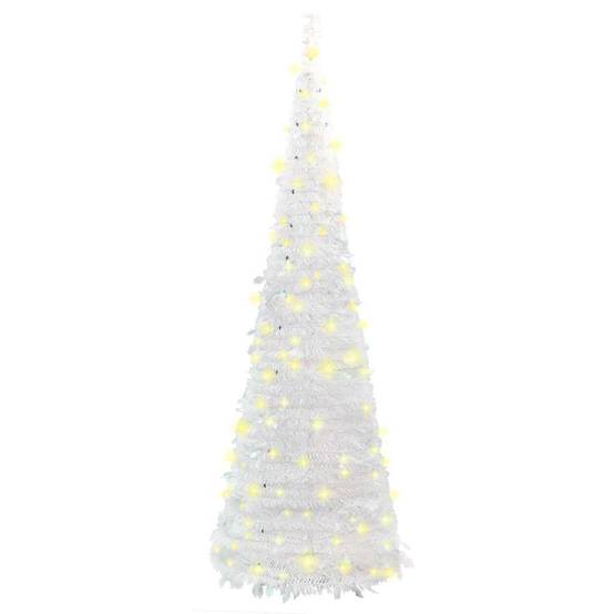 ComfortXL - Sapin de Noël Artificiel Escamotable Pré-éclairé 50 LED pour Fêtes Blanc 120 cm – ComfortXL Outdoor Living - Image 5