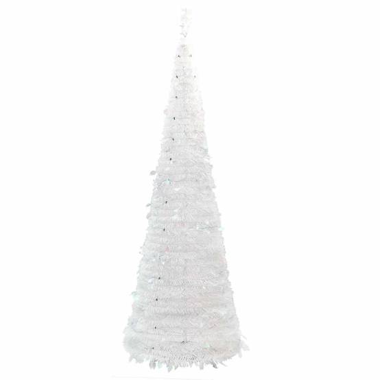 ComfortXL - Sapin de Noël Artificiel Escamotable Pré-éclairé 50 LED pour Fêtes Blanc 120 cm – ComfortXL Outdoor Living - Image 6