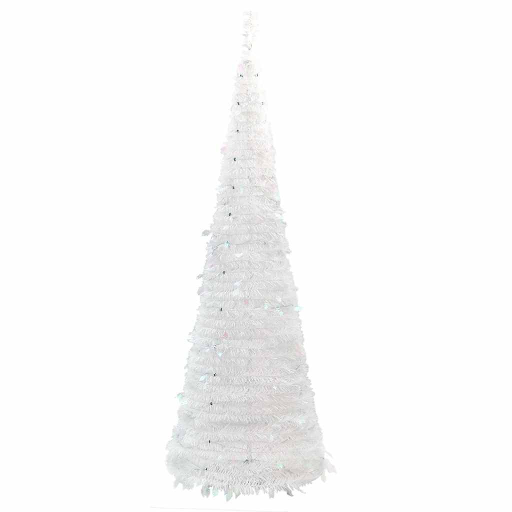 ComfortXL - Sapin de Noël Artificiel Escamotable Pré-éclairé 50 LED pour Fêtes Blanc 120 cm – ComfortXL Outdoor Living - Image 6