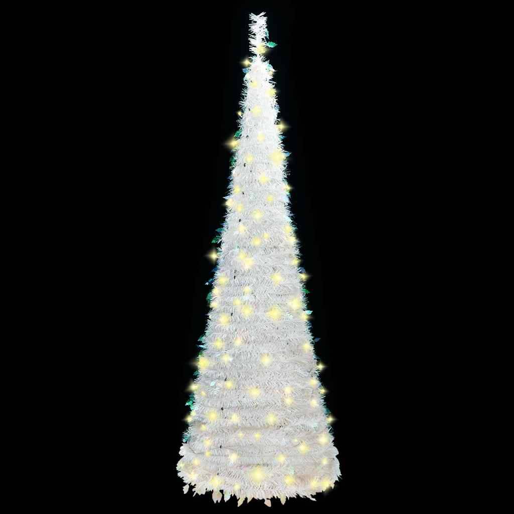 ComfortXL - Sapin de Noël Artificiel Escamotable Pré-éclairé 50 LED pour Fêtes Blanc 120 cm – ComfortXL Outdoor Living - Image 2