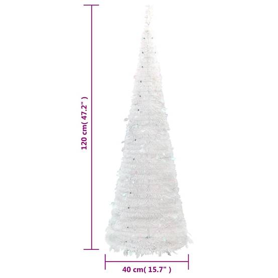 ComfortXL - Sapin de Noël Artificiel Escamotable Pré-éclairé 50 LED pour Fêtes Blanc 120 cm – ComfortXL Outdoor Living - Image 9