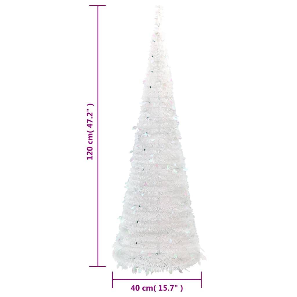 ComfortXL - Sapin de Noël Artificiel Escamotable Pré-éclairé 50 LED pour Fêtes Blanc 120 cm – ComfortXL Outdoor Living - Image 9
