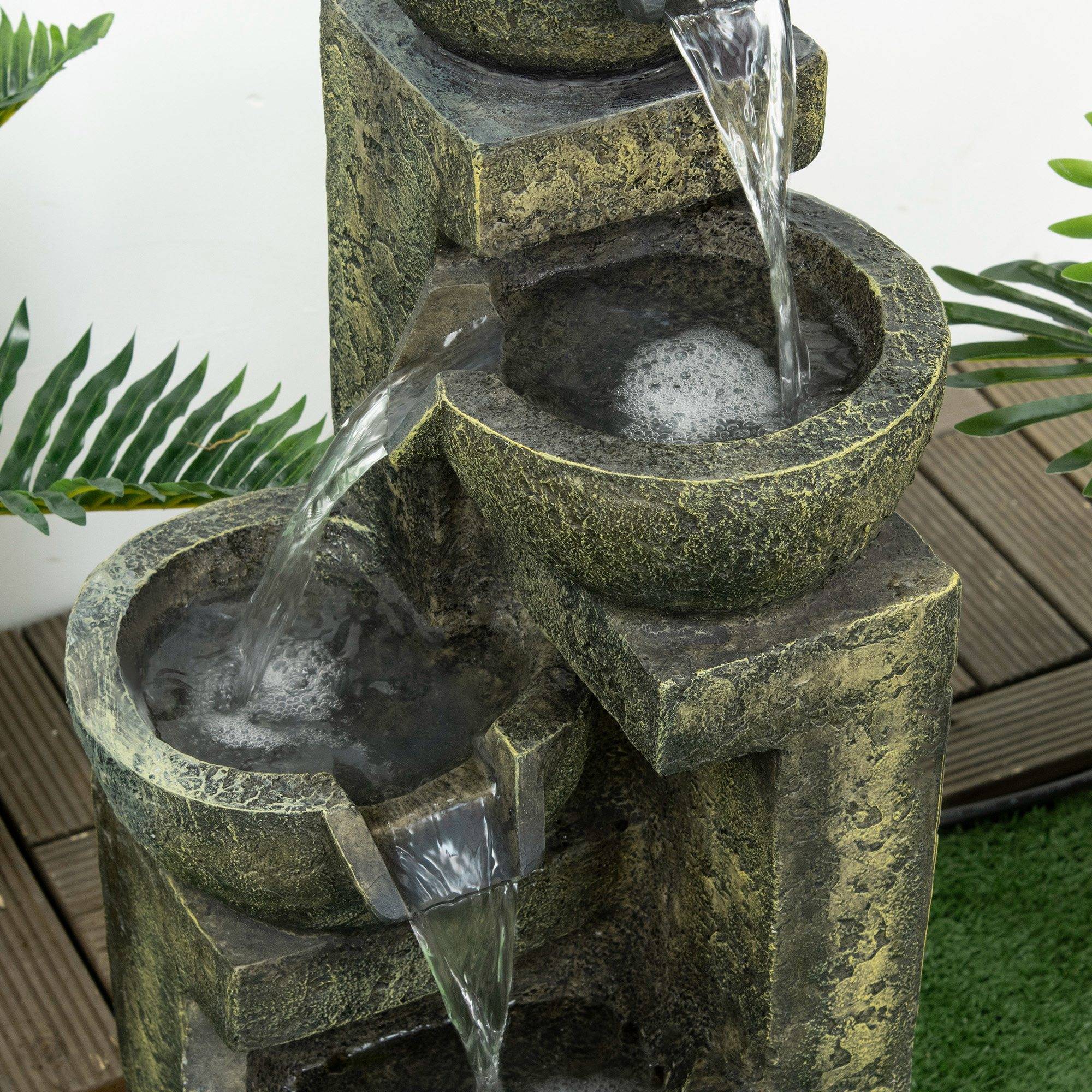 Fontaine d'eau cascade résine jardin balcon débit réglable 25x24x60cm multicolore - ComfortXL Outdoor Living - Image 10