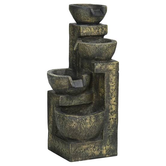 Fontaine d'eau cascade résine jardin balcon débit réglable 25x24x60cm multicolore - ComfortXL Outdoor Living - Image 2