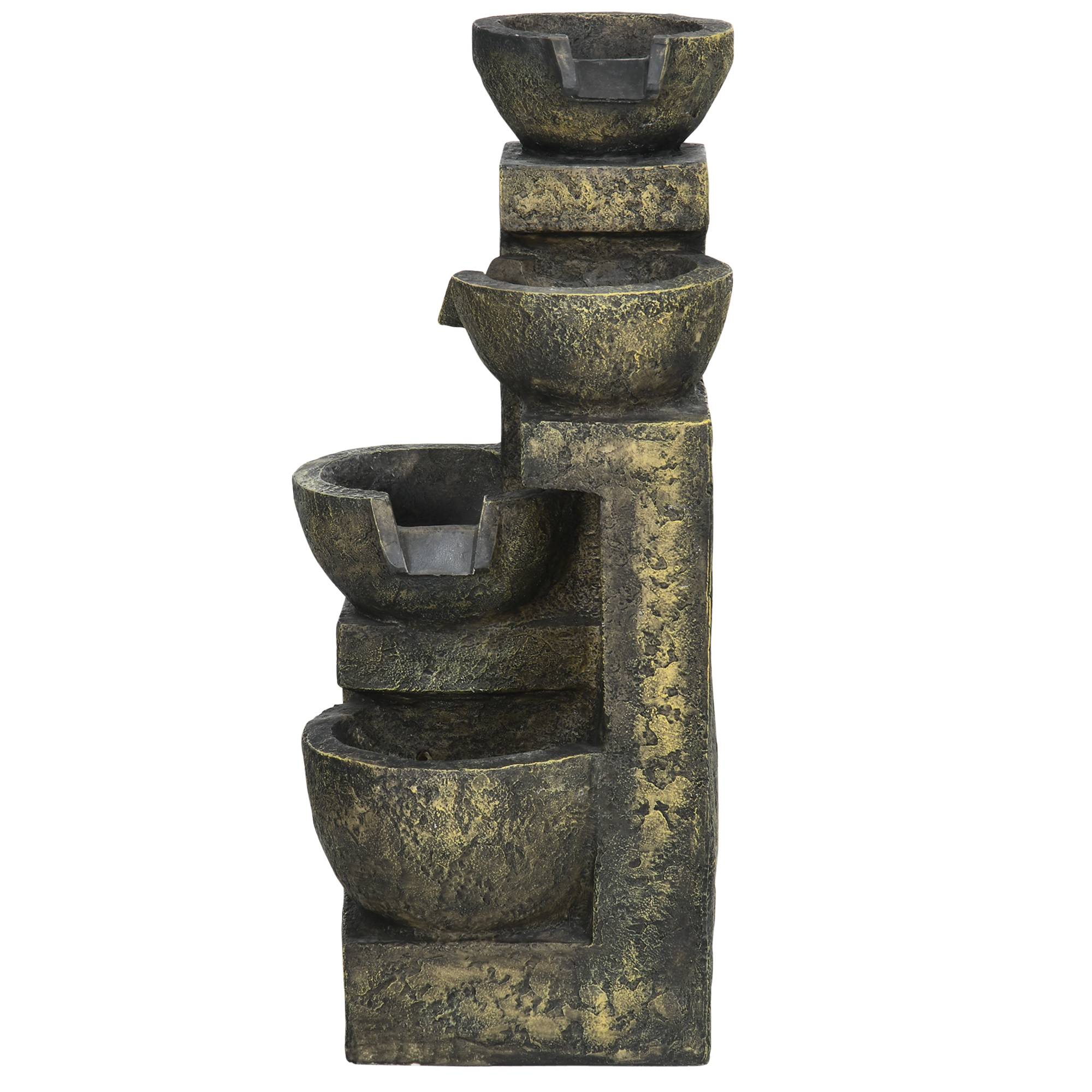 Fontaine d'eau cascade résine jardin balcon débit réglable 25x24x60cm multicolore - ComfortXL Outdoor Living - Image 9