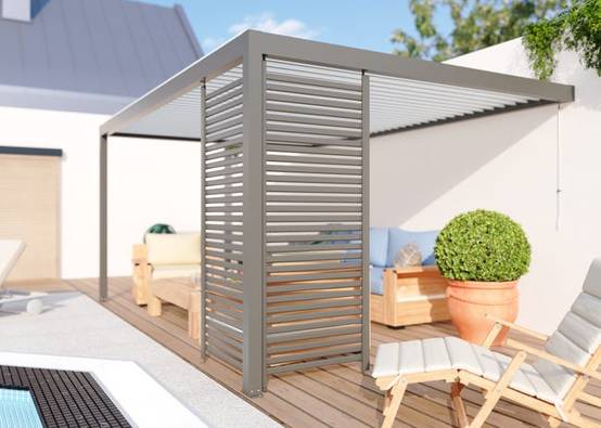 Paroi Ajourée Fixe Aluminium Gris 96cm Pour Pergola S et SV ORIAL Made in France - Image 4