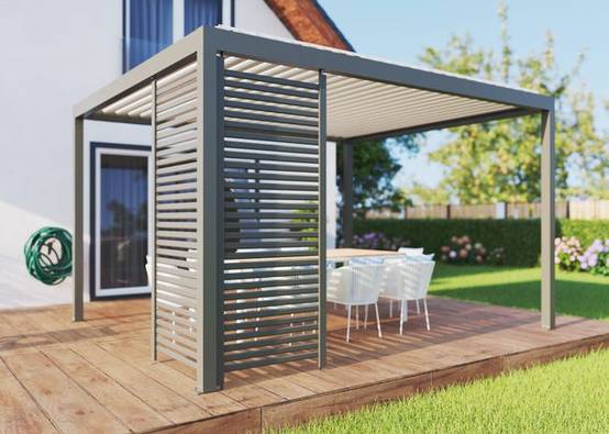 Paroi Ajourée Fixe Aluminium Gris 96cm Pour Pergola S et SV ORIAL Made in France - Image 1