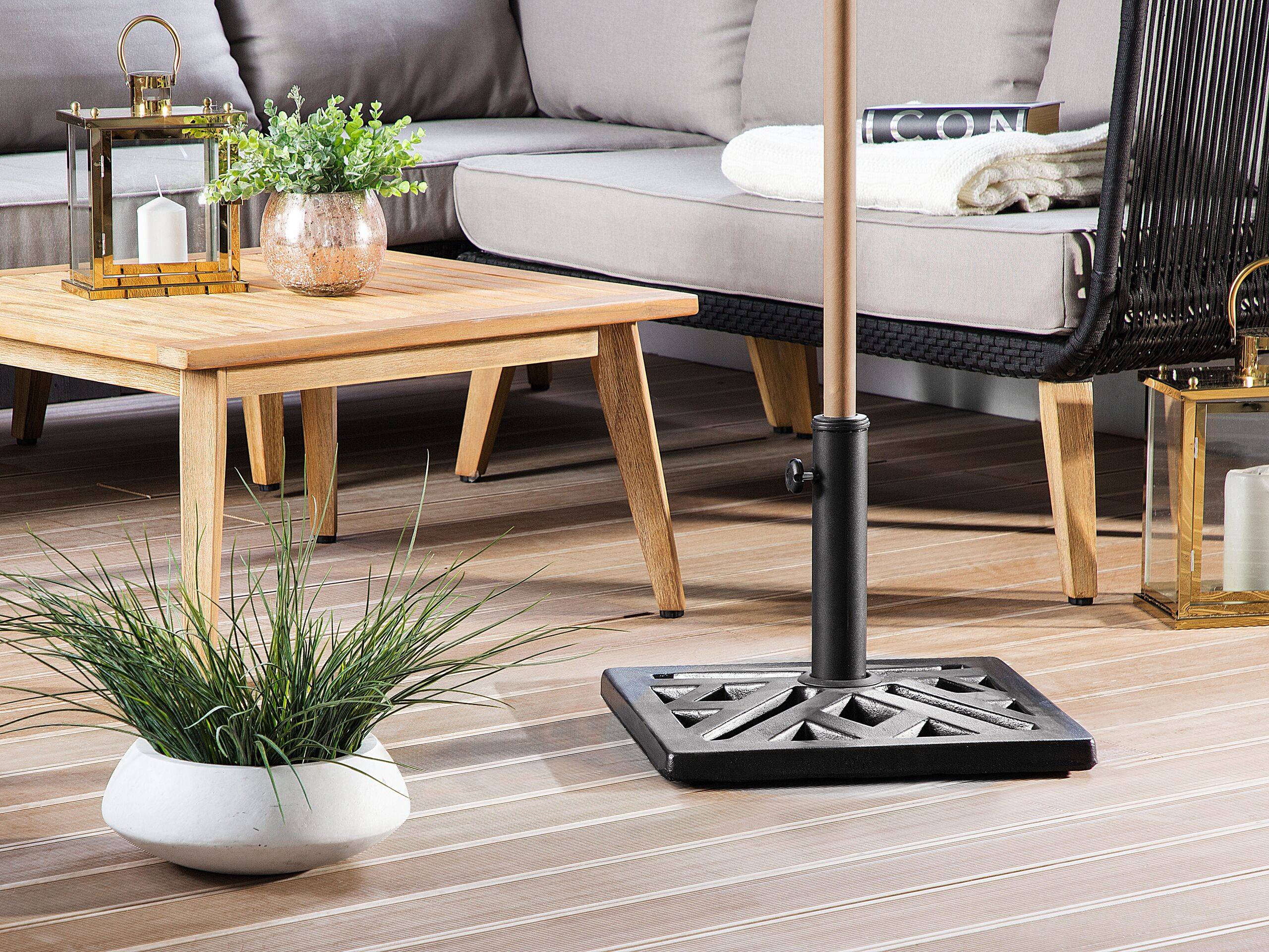 Beliani - Pied de Parasol Carré en Béton Noir à Motifs 46 x 46 cm Structure Solide et Stable de 17 kg Beliani - Imagen 2