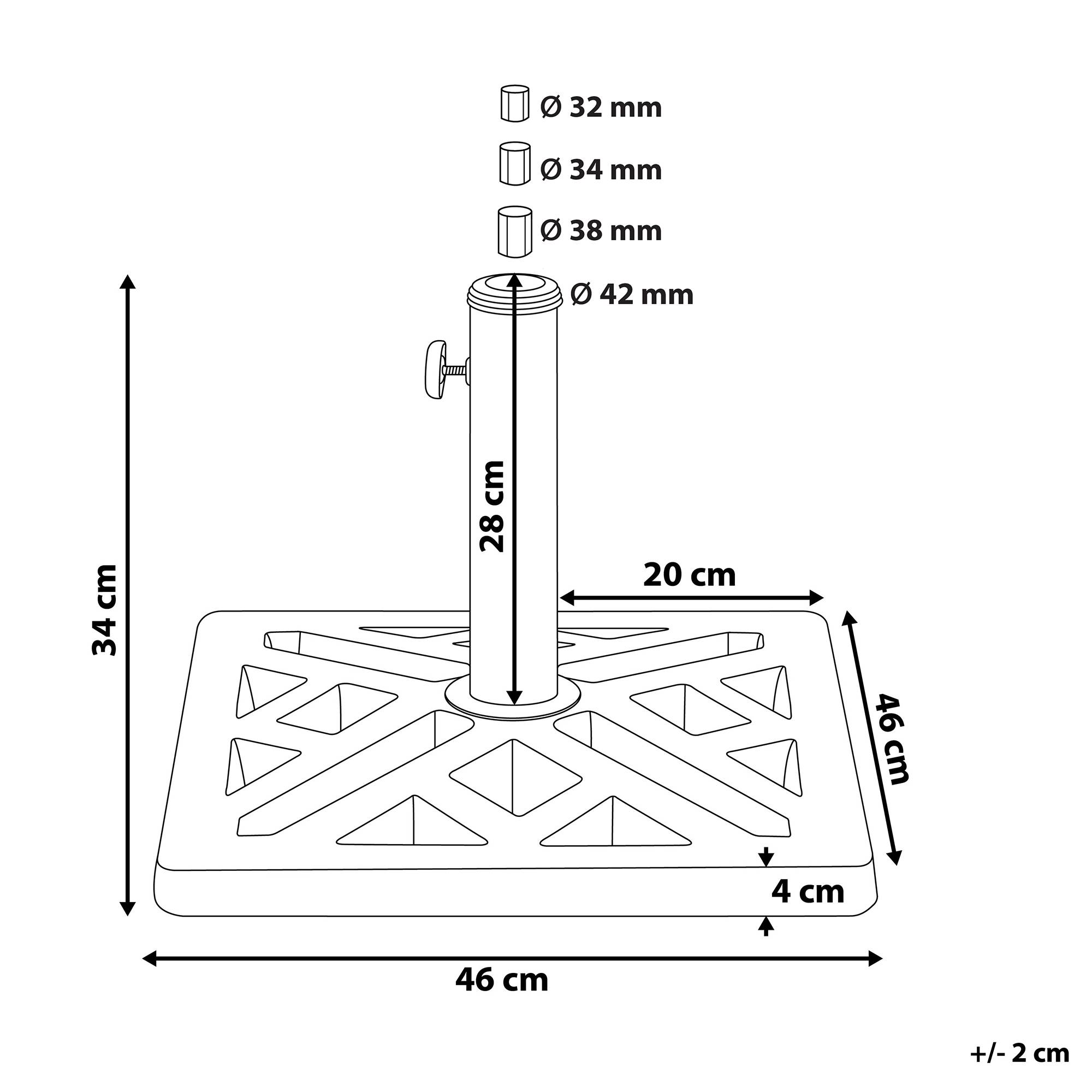Beliani - Pied de Parasol Carré en Béton Noir à Motifs 46 x 46 cm Structure Solide et Stable de 17 kg Beliani - Imagen 3