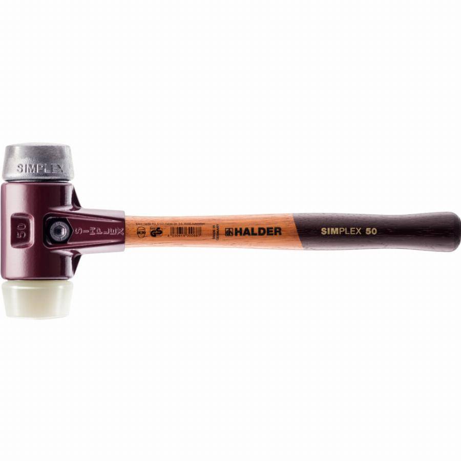 Maillet HALDER SIMPLEX nylon / métal doux, avec boîtier en fonte malléable et manche en bois de haute qualité - D=60 mm - 3089.060