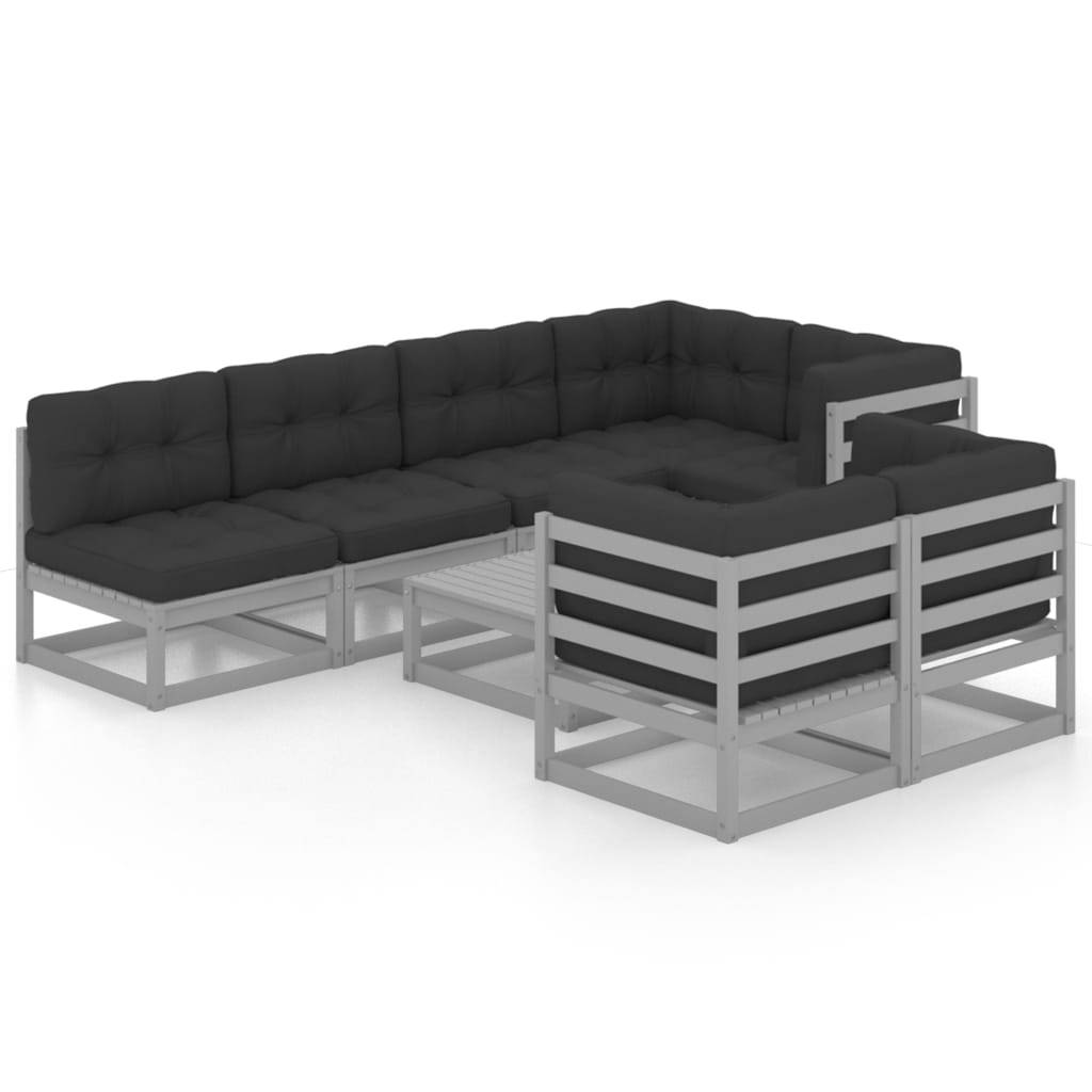 Helloshop26 - Salon de jardin meuble d'extérieur ensemble de mobilier 8 pièces avec coussins bois de pin massif - Imagen 1