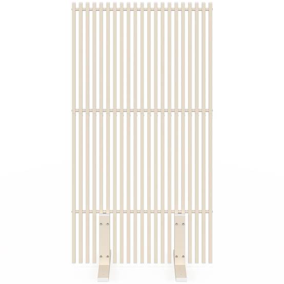 Paravent extérieur ajouré claustra décoratif 80 x 150 cm persiennes verticales métal beige - Image 3