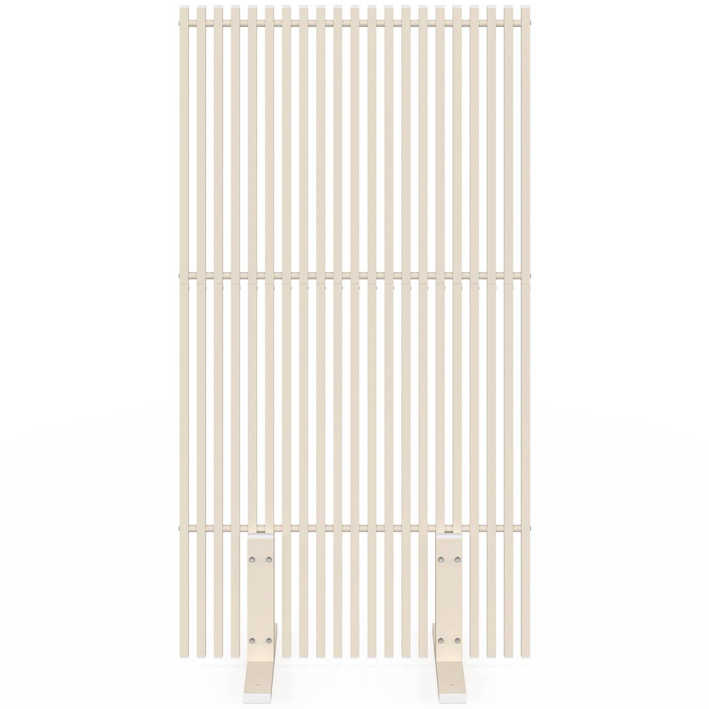 Paravent extérieur ajouré claustra décoratif 80 x 150 cm persiennes verticales métal beige - Image 3