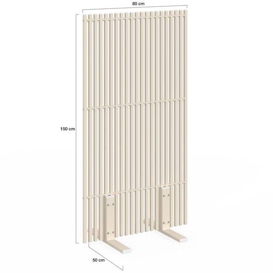 Paravent extérieur ajouré claustra décoratif 80 x 150 cm persiennes verticales métal beige - Image 5
