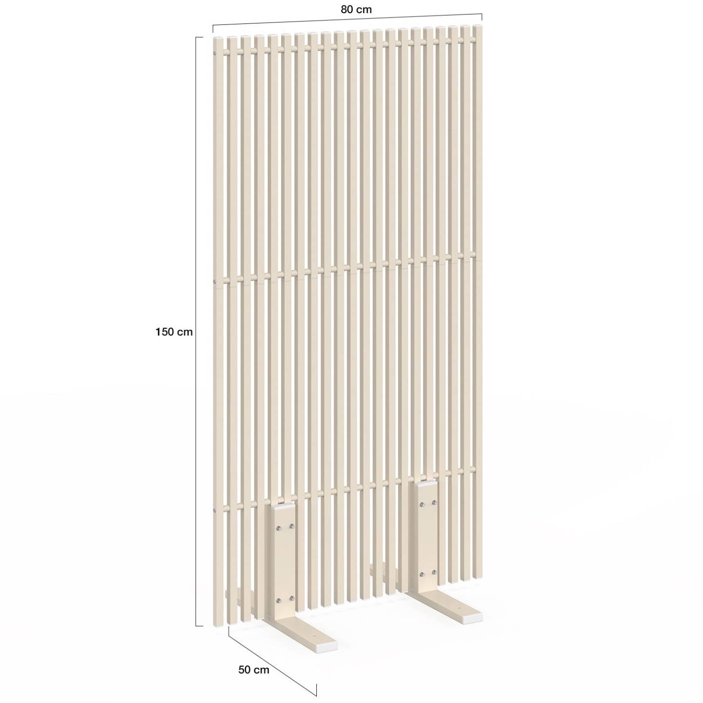 Paravent extérieur ajouré claustra décoratif 80 x 150 cm persiennes verticales métal beige - Image 5