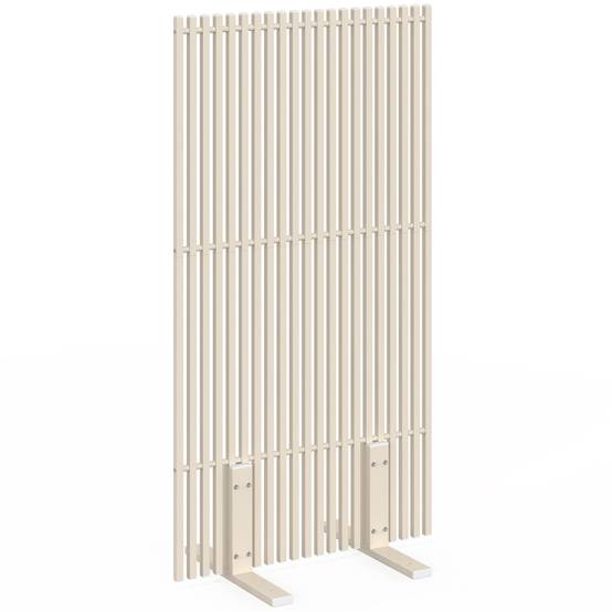 Paravent extérieur ajouré claustra décoratif 80 x 150 cm persiennes verticales métal beige - Image 2