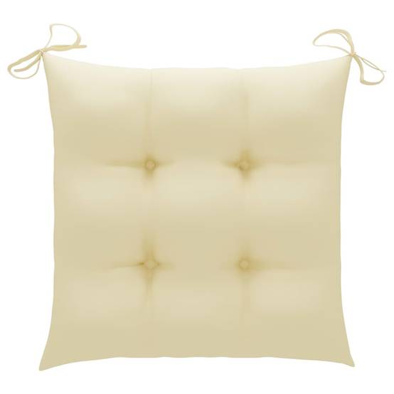 Lot de 3 Chaises de jardin et coussins - Chaises d'extérieur - Fauteuils de jardin blanc crème Teck massif - Image 4