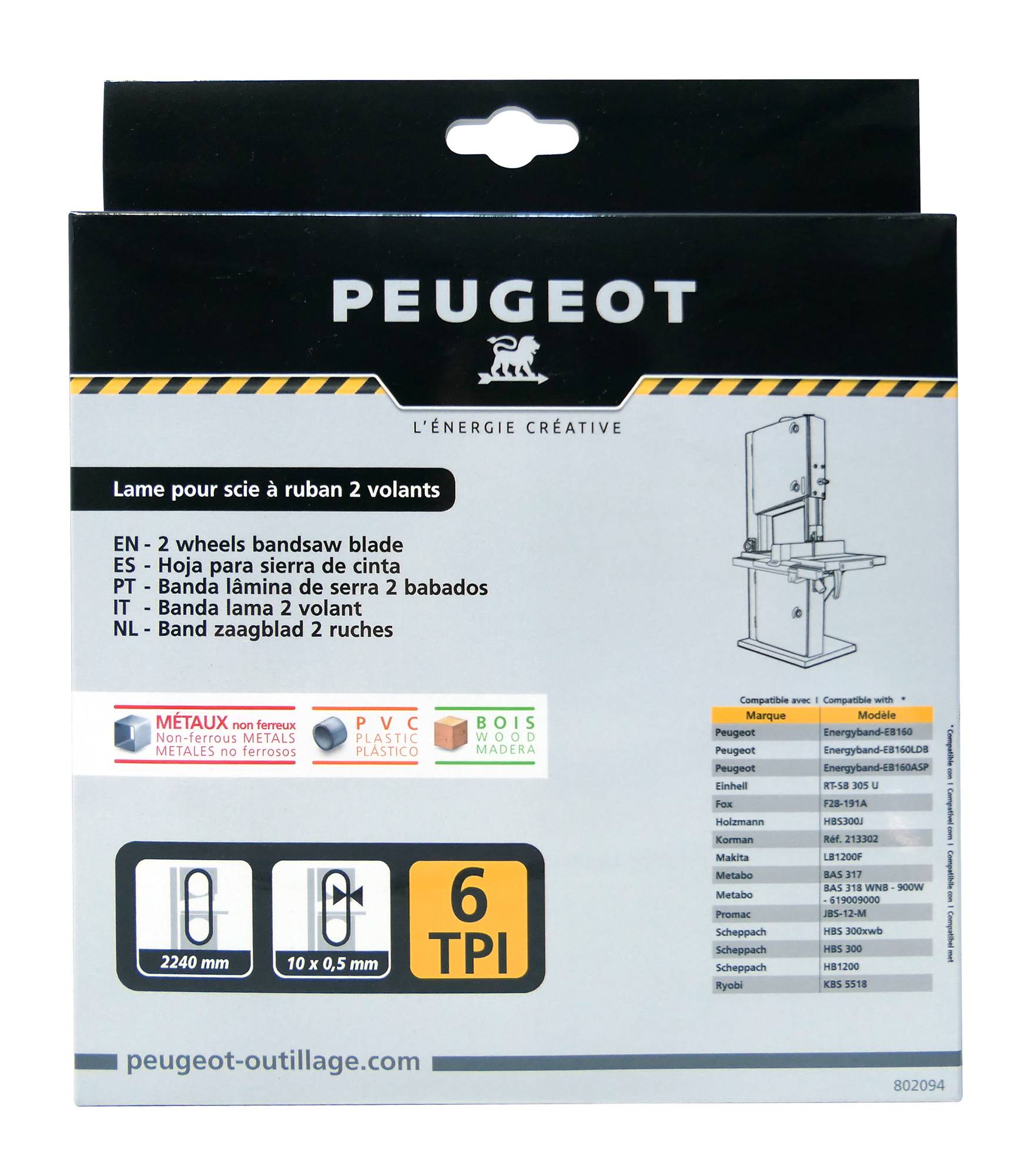 Lame de scie à ruban 2240 x 10mm 6 TPI - PEUGEOT OUTILLAGE - 802094 - Imagen 2