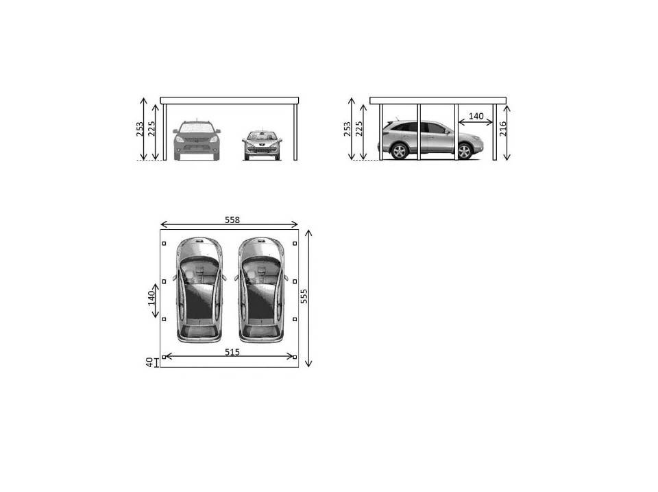 Direct Abris - Carport Bois CASTELLANE 558X555 Panneau de Fond Intégré - Toiture en Bois + Feutre Bitumeux - Abri 2 Voiture - Imagen 4