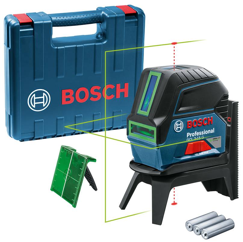 Bosch - Laser points et lignes GCL 2-15 G Professional + 3 piles 1,5V + coffret - BOSCH - 0601066J00 - Imagen 1