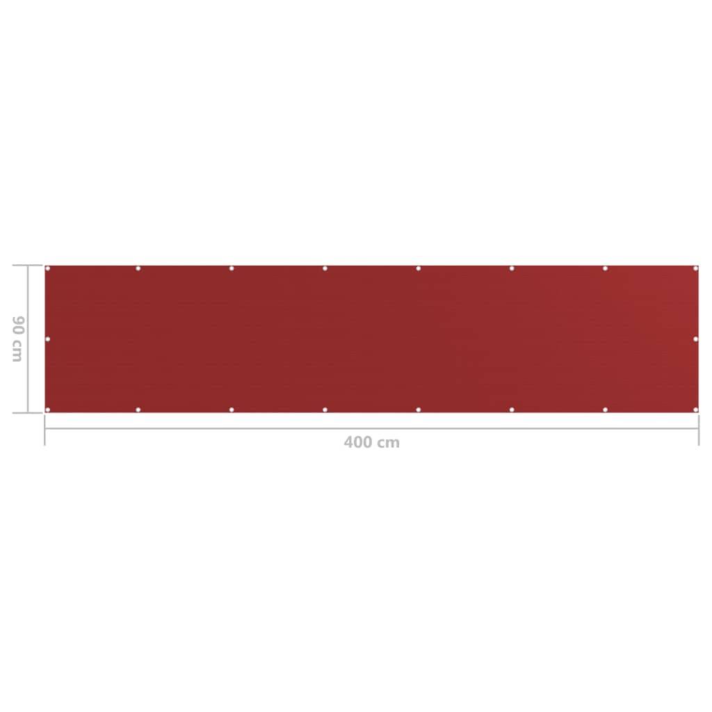 Helloshop26 - Écran de balcon brise pare vue protection confidentialité 90 x 400 cm PEHD rouge - Imagen 5