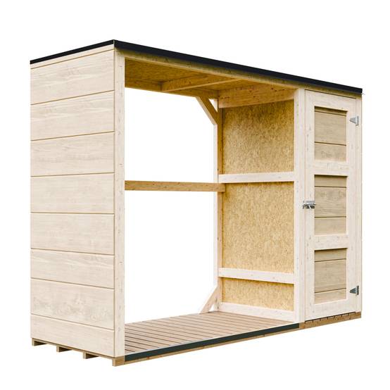 Timbela - Abri à bûches extérieur - 1,09+0,53 m² / 75x217xH159 cm - Abri à bûches moderne avec rangement latéral pour les outils - Timbela M981 - Image 2