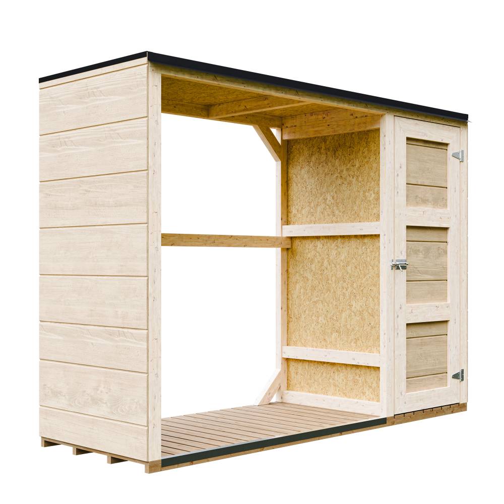Timbela - Abri à bûches extérieur - 1,09+0,53 m² / 75x217xH159 cm - Abri à bûches moderne avec rangement latéral pour les outils - Timbela M981 - Image 2