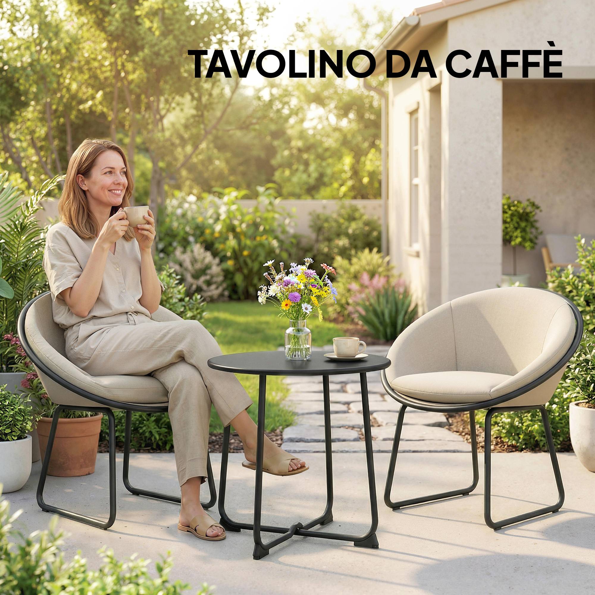 ComfortXL - Table basse de jardin ronde métal extérieur support robuste base en X 50cm noir - ComfortXL Outdoor Living - Image 10