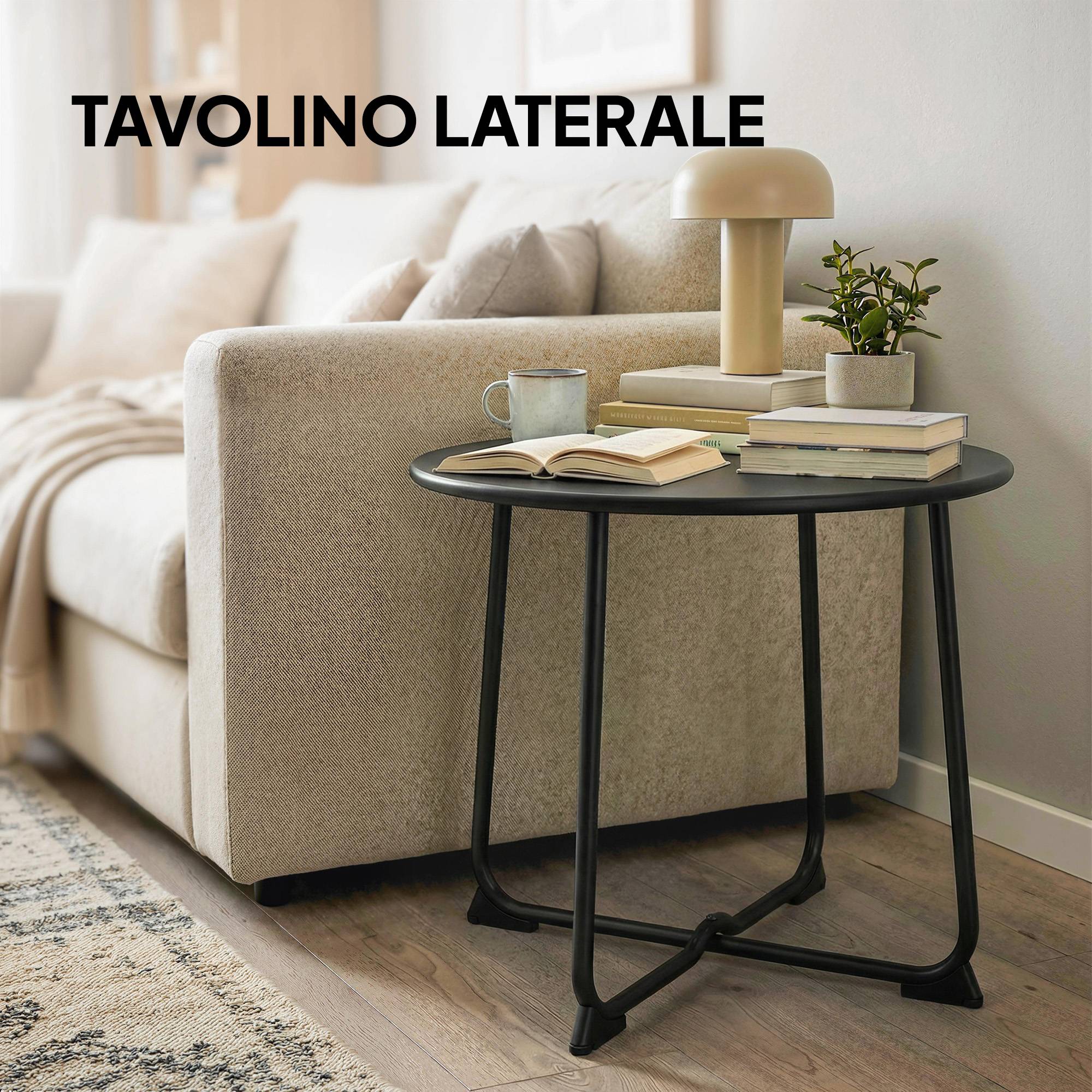 ComfortXL - Table basse de jardin ronde métal extérieur support robuste base en X 50cm noir - ComfortXL Outdoor Living - Image 9