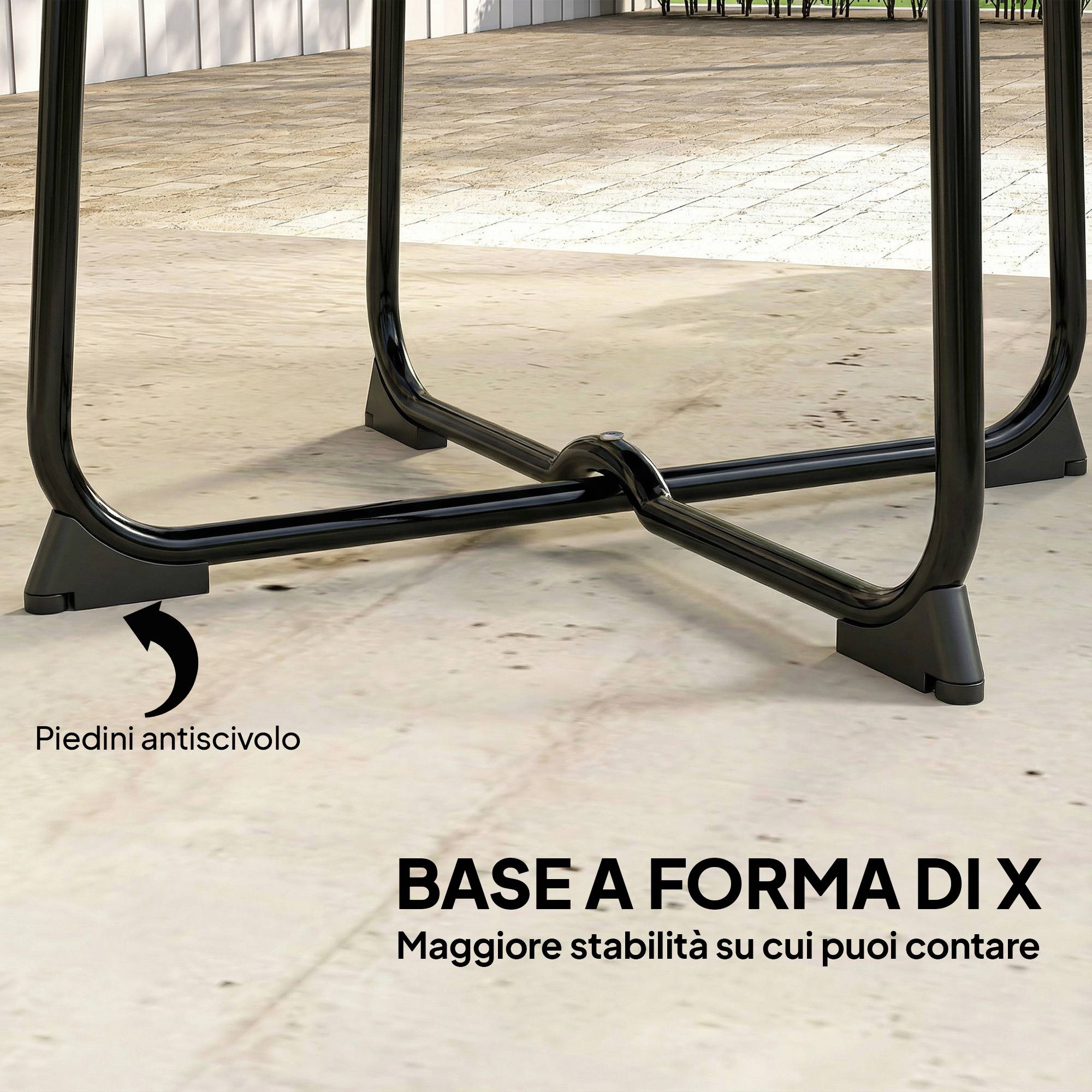 ComfortXL - Table basse de jardin ronde métal extérieur support robuste base en X 50cm noir - ComfortXL Outdoor Living - Image 8