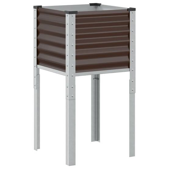 Jardinière - Bac à fleurs - Pot de fleurs marron 45x45x88 cm acier - Image 6