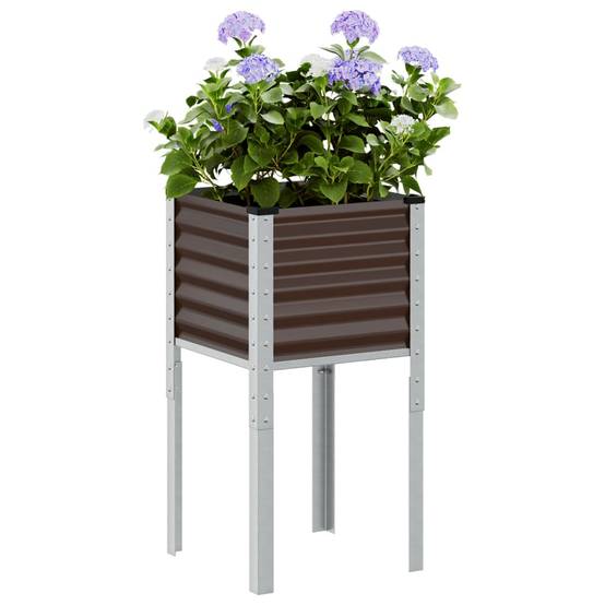 Jardinière - Bac à fleurs - Pot de fleurs marron 45x45x88 cm acier - Image 2