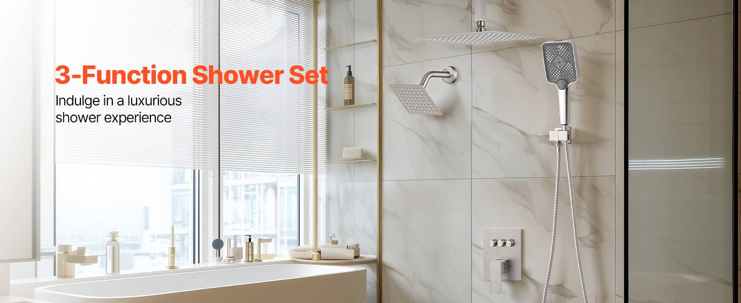 Vevor - VEVOR Ensemble de Robinet de Douche avec Pommeau de Tête 30,5 cm Nickel Brossé - Image 9