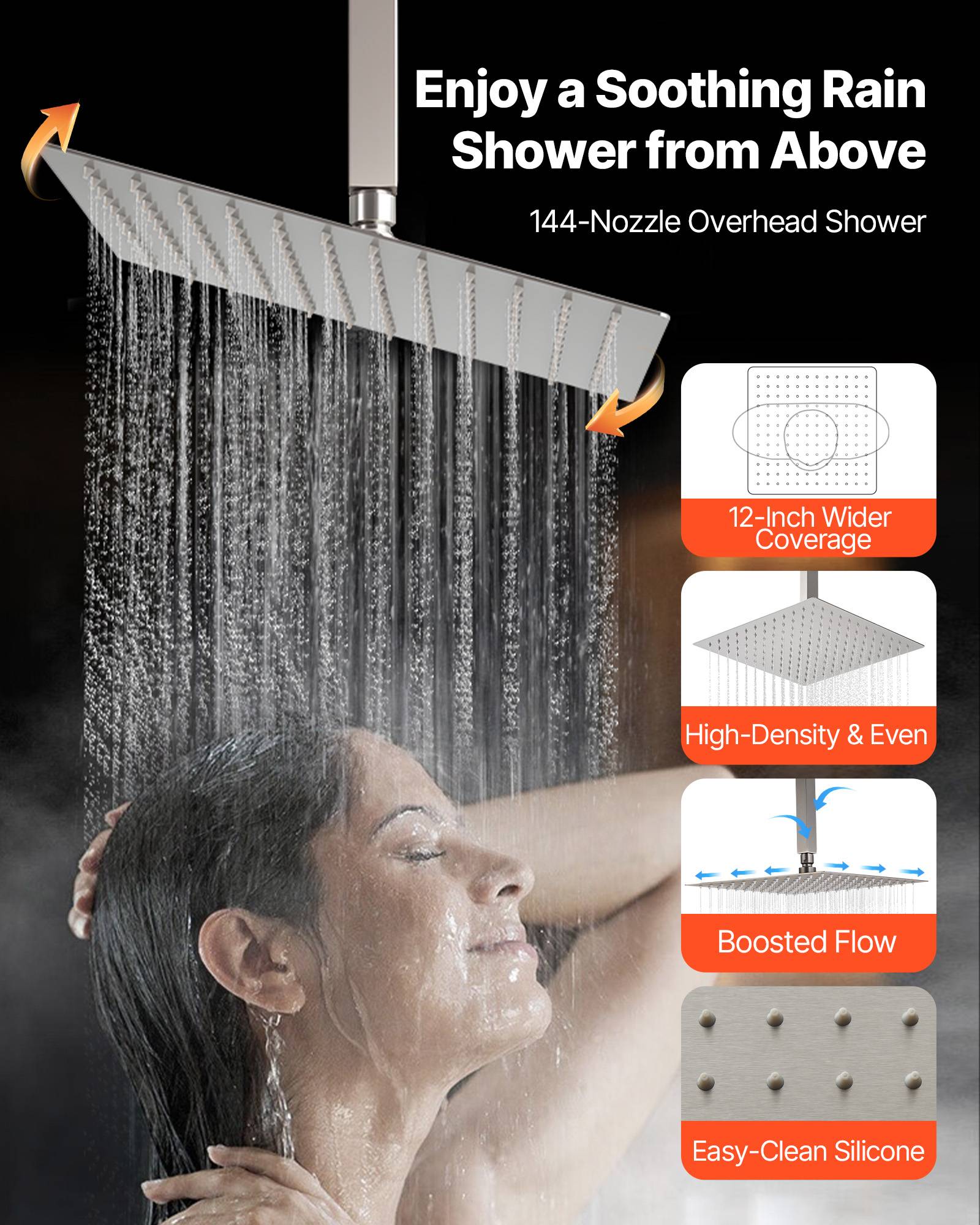 Vevor - VEVOR Ensemble de Robinet de Douche avec Pommeau de Tête 30,5 cm Nickel Brossé - Image 5