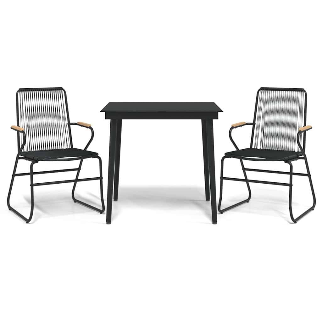 Vidaxl - Ensemble à manger de jardin 3 pcs-Salons de jardin noir rotin PVC 675275 - Image 2