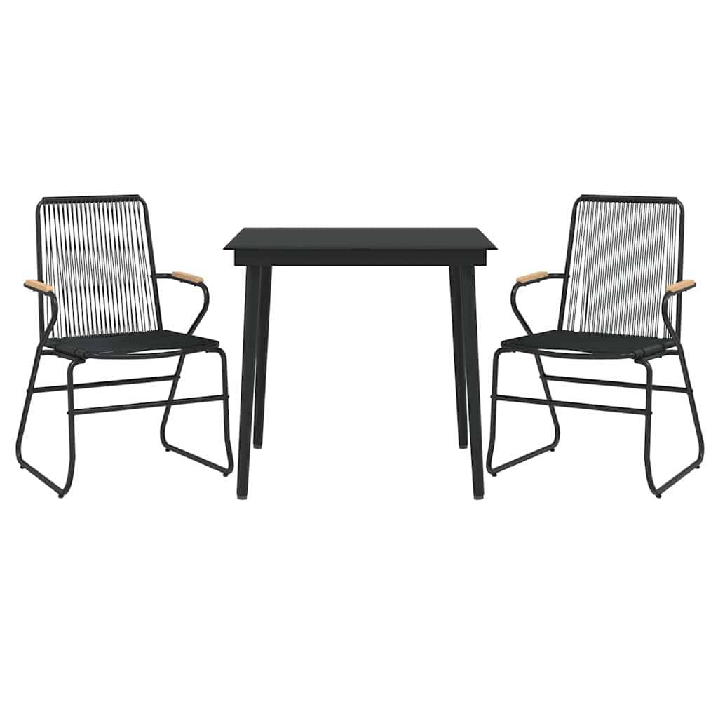 Vidaxl - Ensemble à manger de jardin 3 pcs-Salons de jardin noir rotin PVC 675275 - Image 3