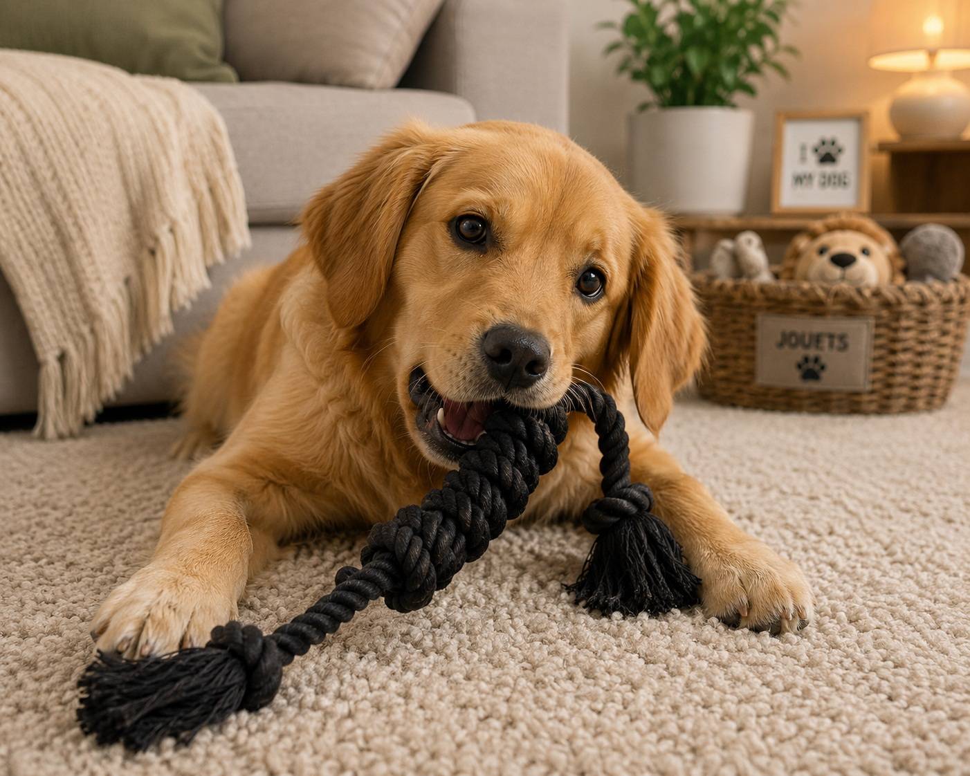 Jeu corde multi noeuds noir pour chien - Image 2