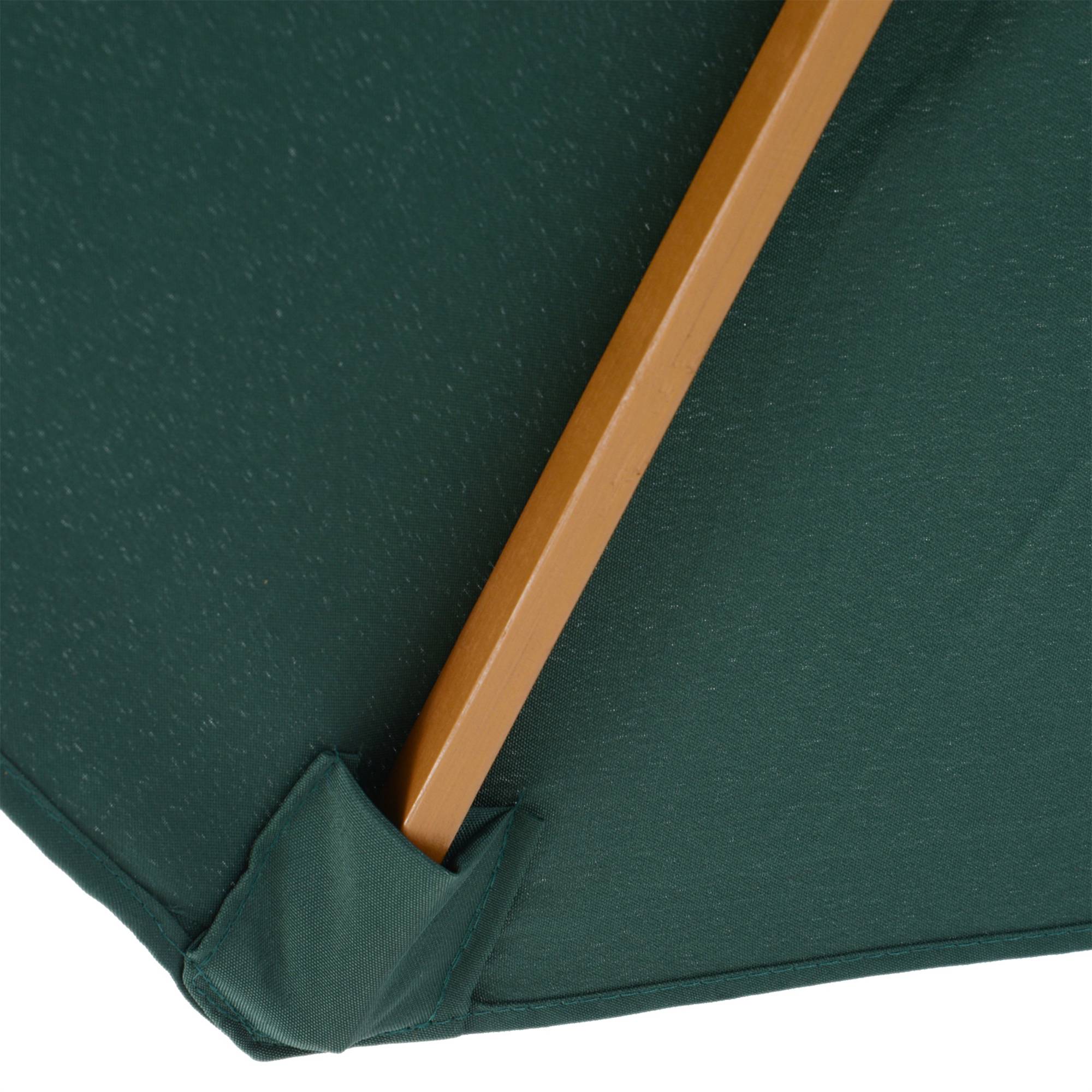 Parasol Ø300x250 cm, mat bois, systeme poulies, jardin patio terrasse, vert - Image 10