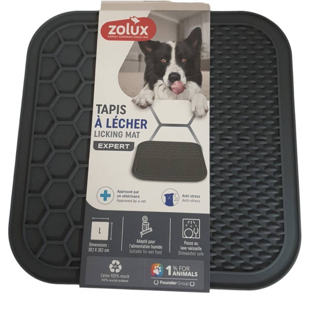 Zolux - Tapis à lécher L silicone ventouse 30 x 30 cm gris pour chien - Imagen 2