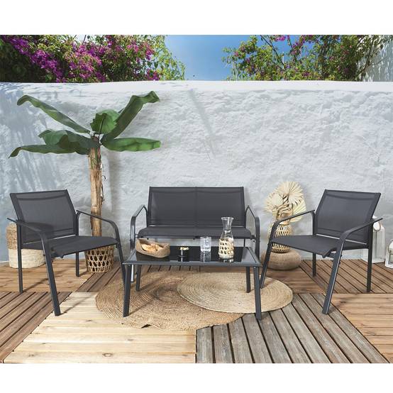 ALTOBUY - Salon de Jardin 4 Pièces Gris Anthracite - TAHIA - Image 2