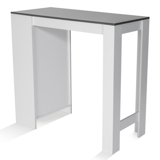 Table de bar BARTH 2 à 4 personnes bois blanc plateau gris - Image 3