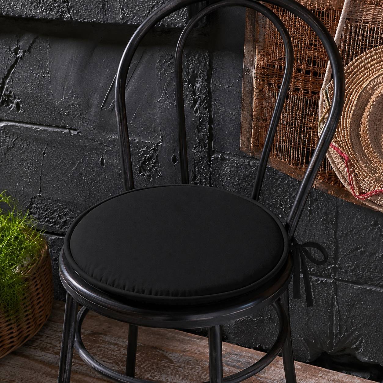 Eden - Galette de chaise ronde Unie Pop color 40 cm Noir - Image 2