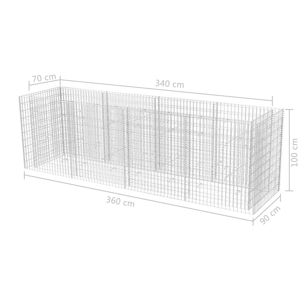 Helloshop26 - Jardinière lit surélevé plantes fleurs jardin à gabion acier 360 x 90 x 100 cm - Imagen 5