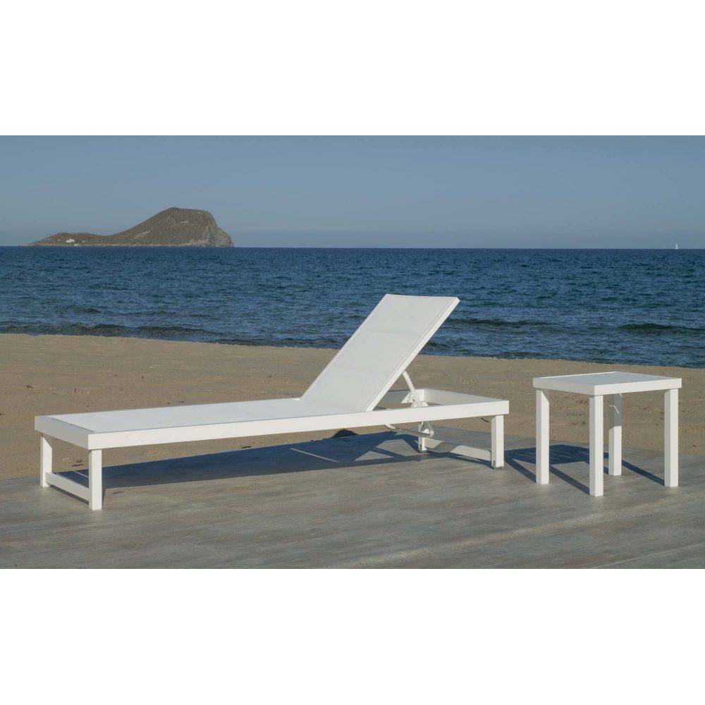Hevea - Bain de soleil en aluminium Cancun Blanc - Imagen 2