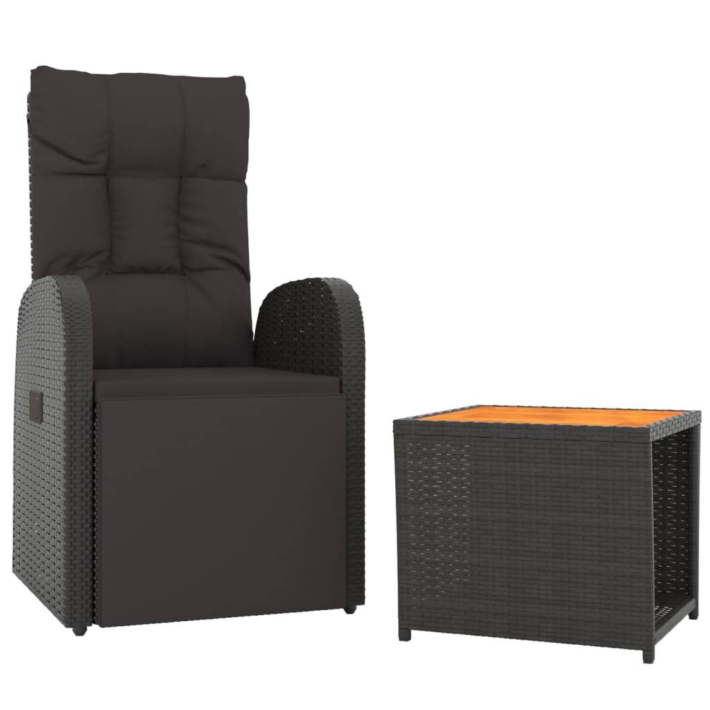 Fauteuil de Jardin Inclinable Résine Tressée avec Table Basse Repose-pieds – ComfortXL Outdoor Living - Image 3