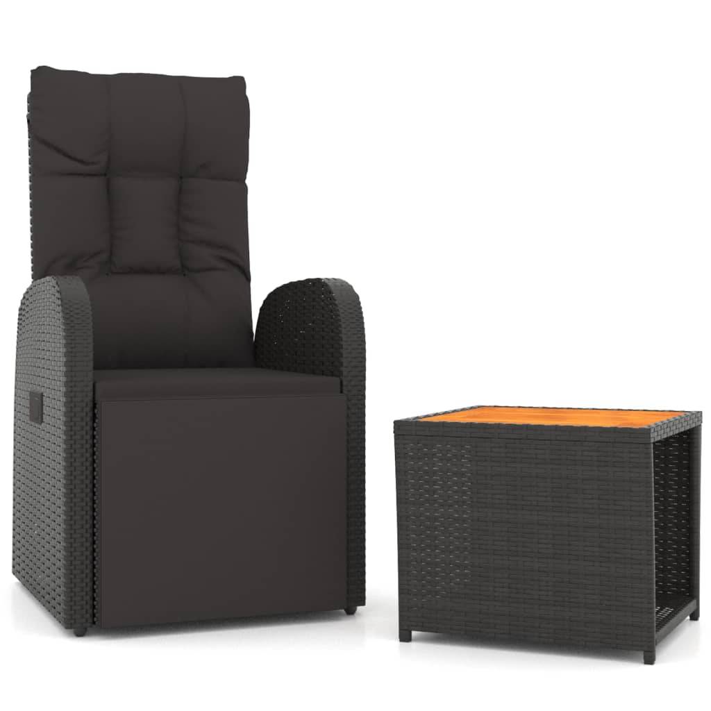 Fauteuil de Jardin Inclinable Résine Tressée avec Table Basse Repose-pieds – ComfortXL Outdoor Living - Image 2